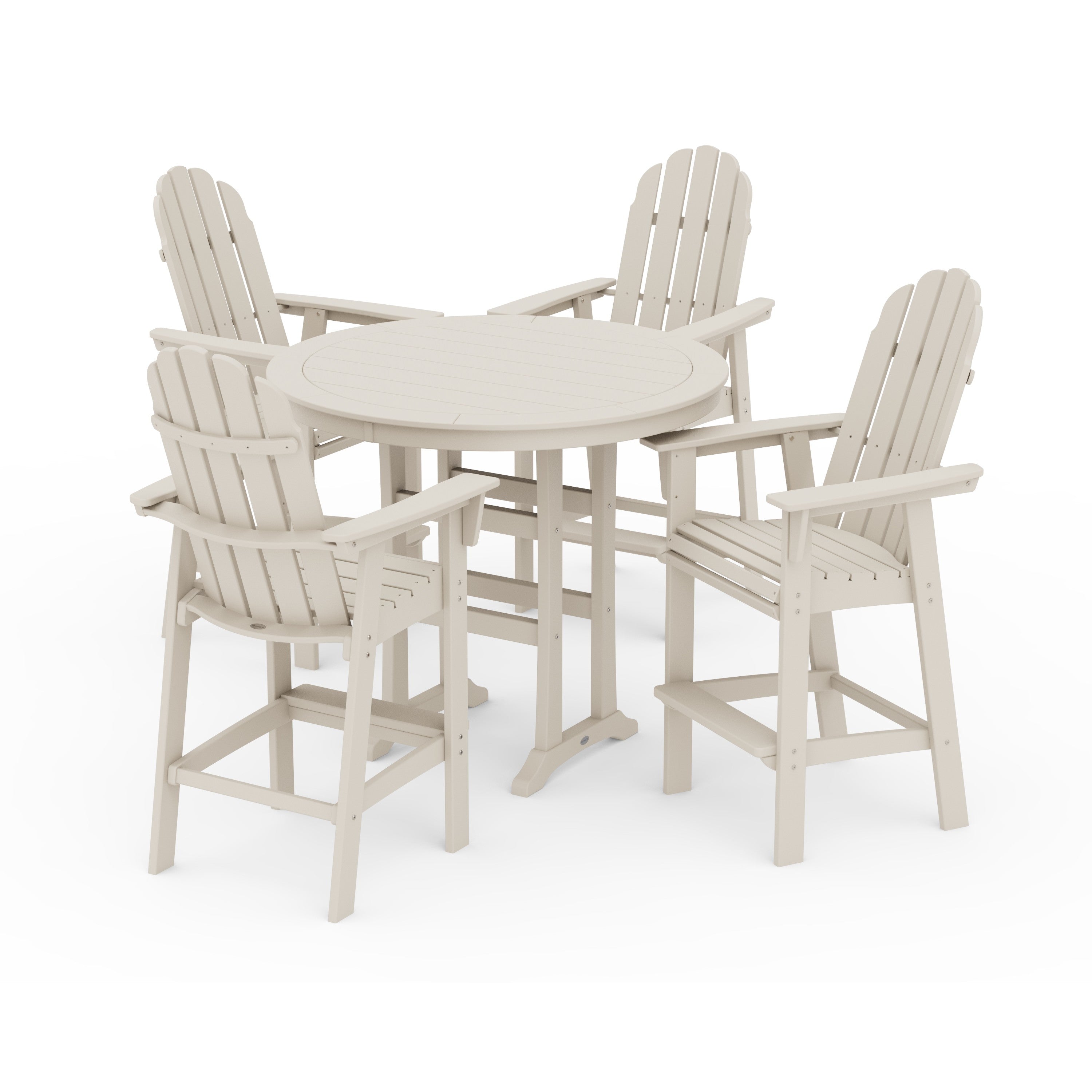 Vineyard Curveback Adirondack 5-Piece Nautical Trestle Bar Set