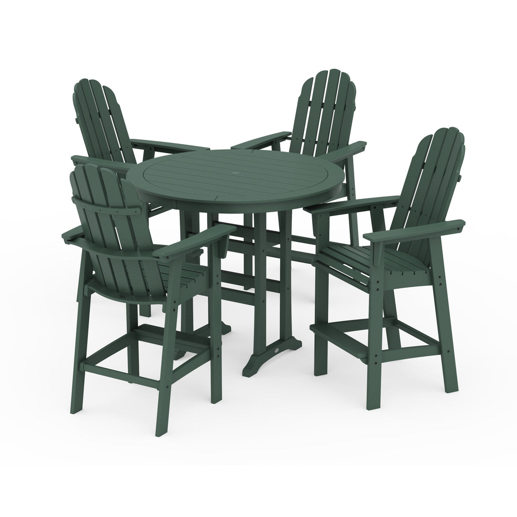 Vineyard Curveback Adirondack 5-Piece Nautical Trestle Bar Set