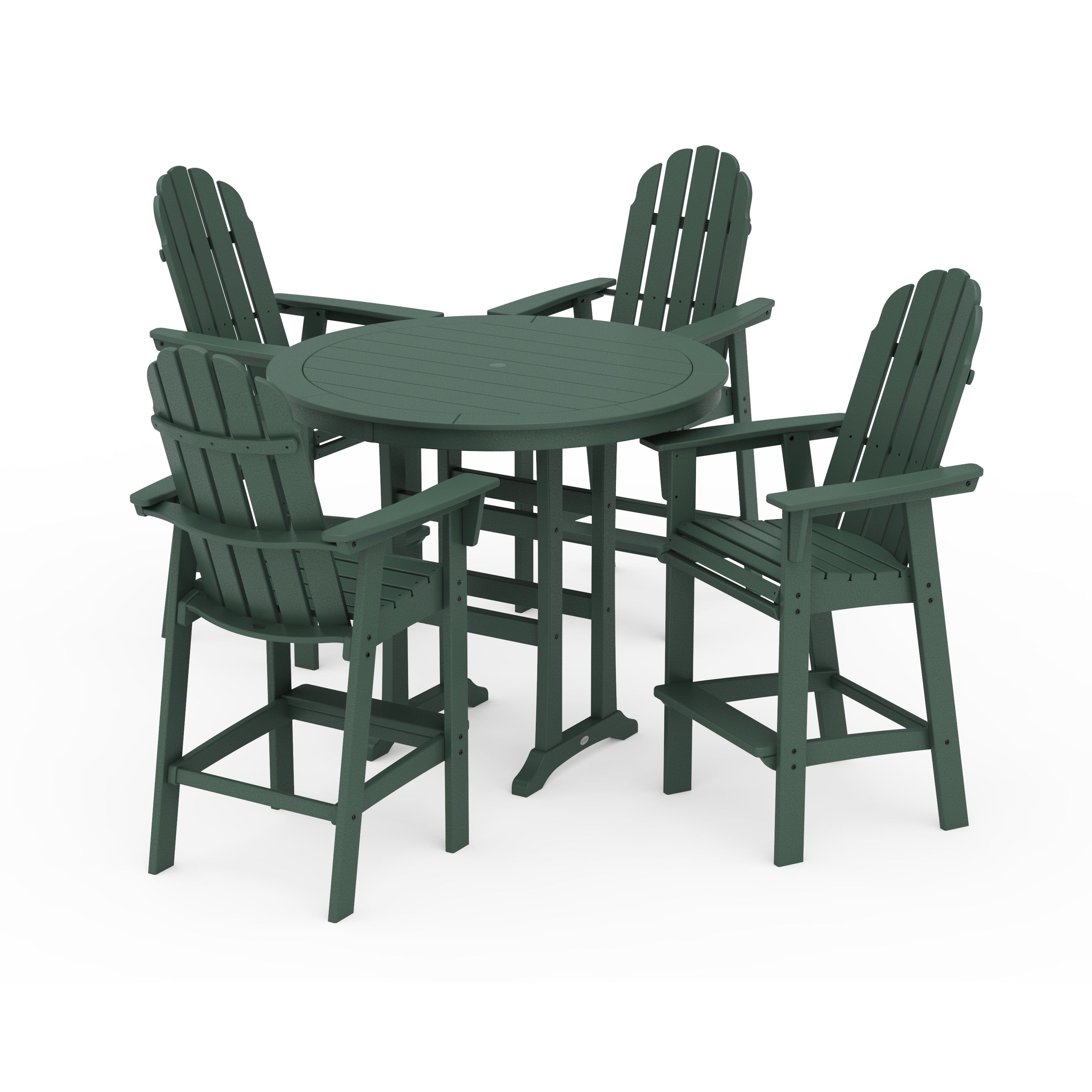 Vineyard Curveback Adirondack 5-Piece Nautical Trestle Bar Set