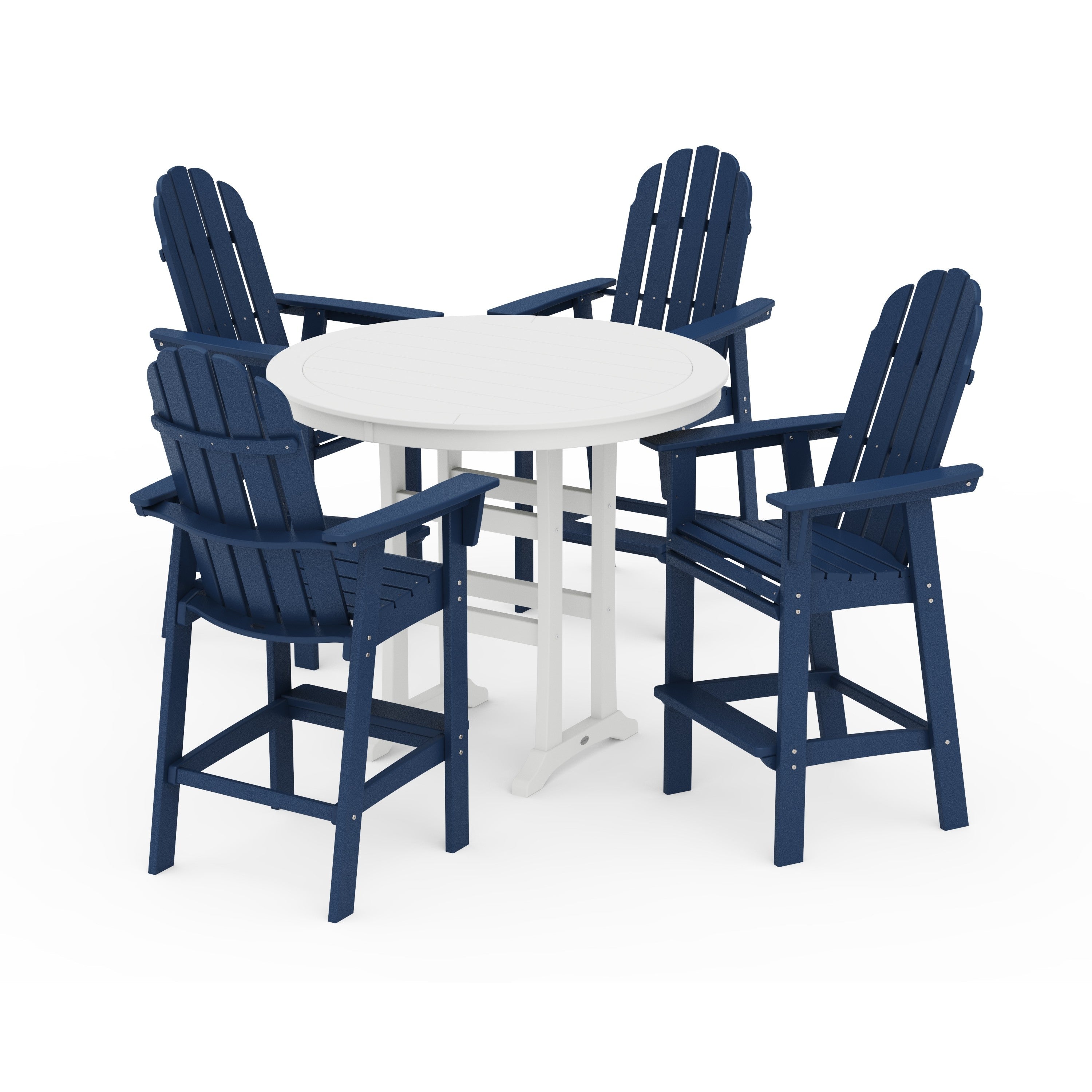 Vineyard Curveback Adirondack 5-Piece Nautical Trestle Bar Set