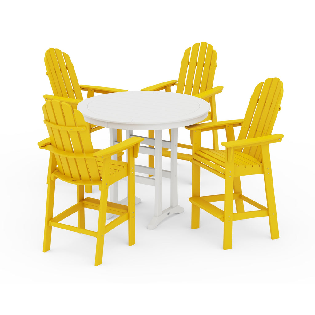 Vineyard Curveback Adirondack 5-Piece Nautical Trestle Bar Set