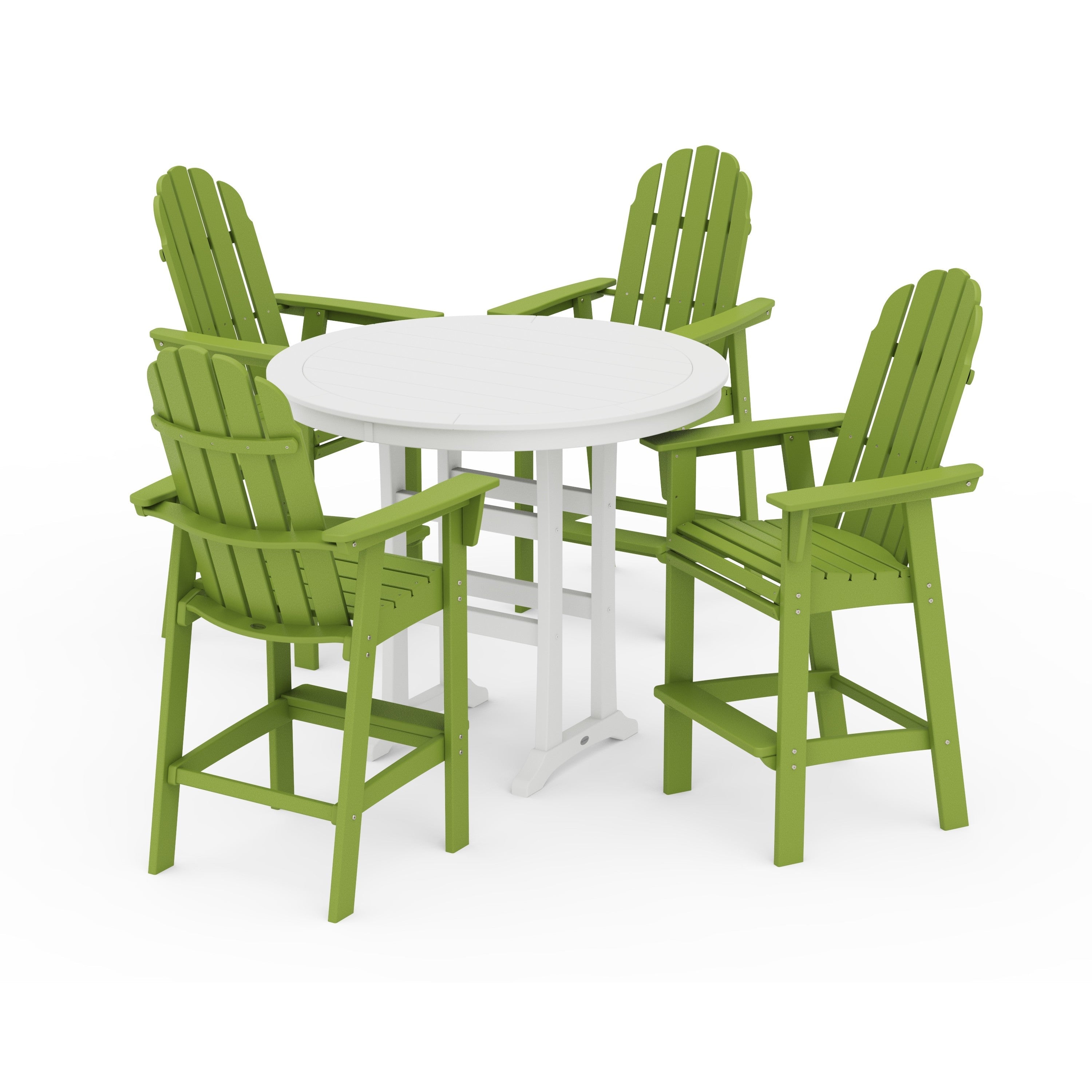Vineyard Curveback Adirondack 5-Piece Nautical Trestle Bar Set