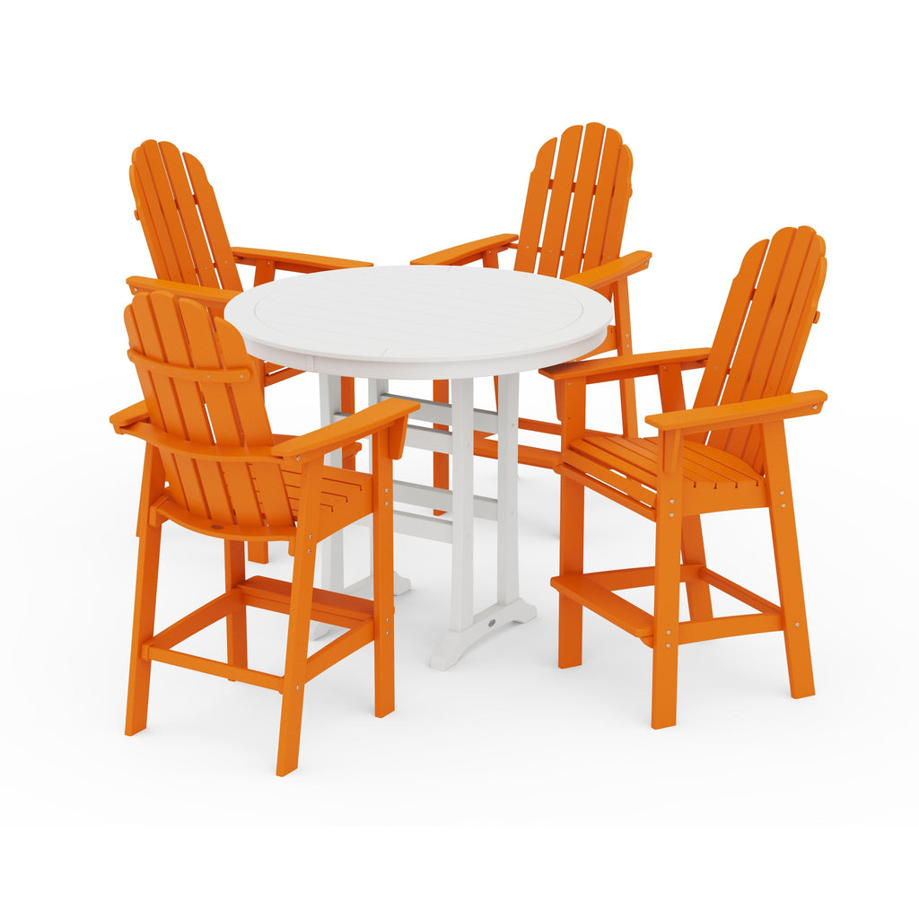 Vineyard Curveback Adirondack 5-Piece Nautical Trestle Bar Set