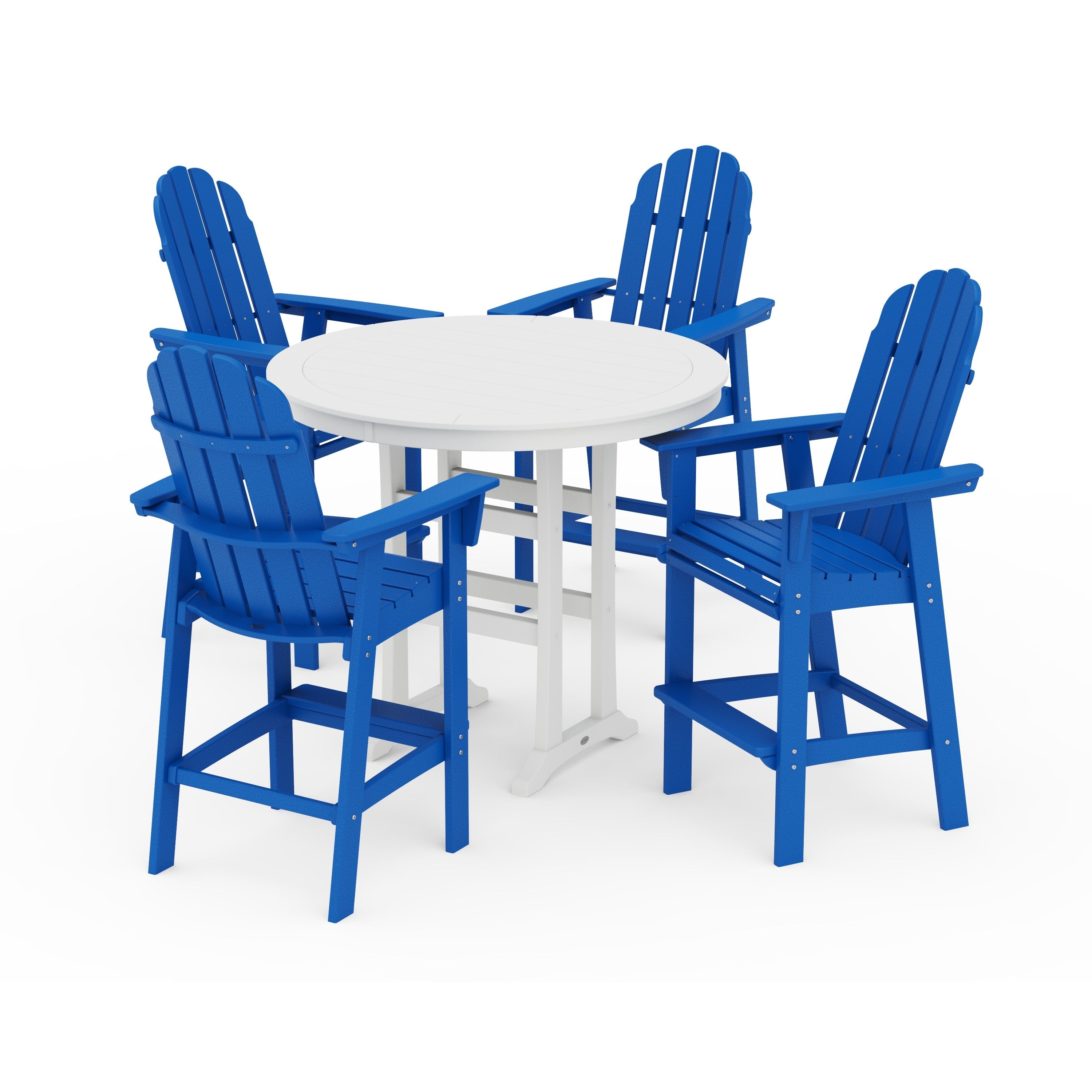Vineyard Curveback Adirondack 5-Piece Nautical Trestle Bar Set
