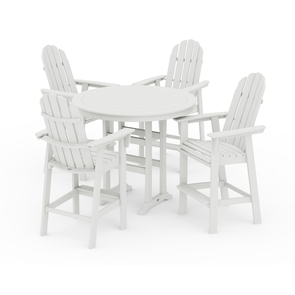 Vineyard Curveback Adirondack 5-Piece Nautical Trestle Bar Set