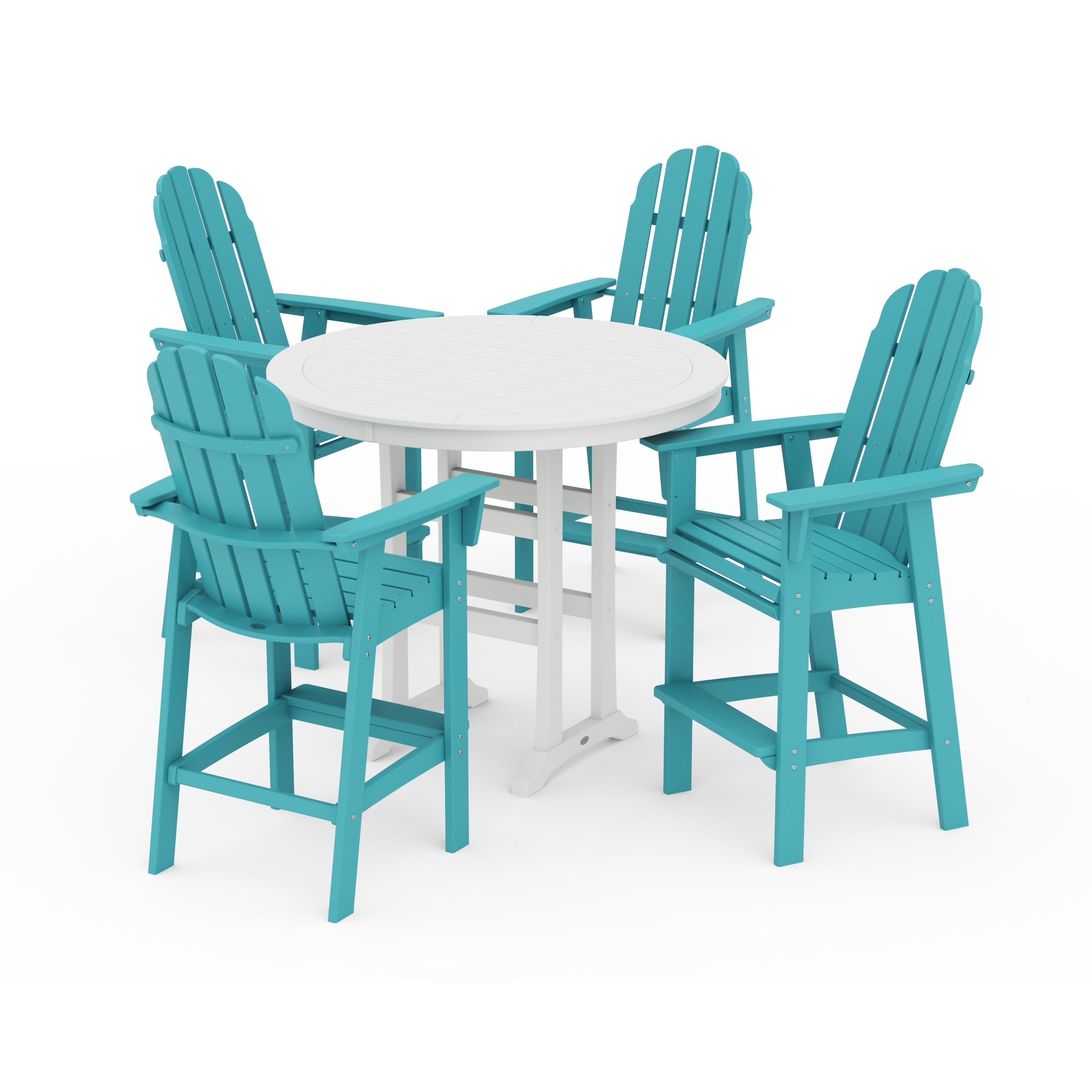Vineyard Curveback Adirondack 5-Piece Nautical Trestle Bar Set