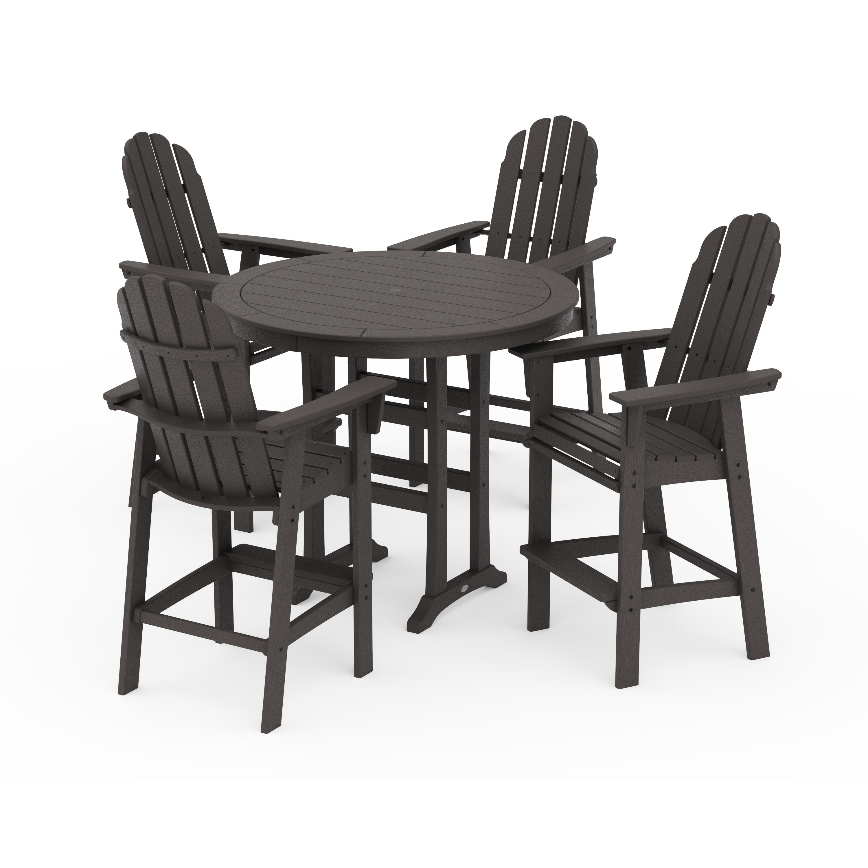 Vineyard Curveback Adirondack 5-Piece Nautical Trestle Bar Set
