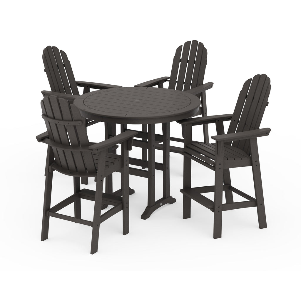 Vineyard Curveback Adirondack 5-Piece Nautical Trestle Bar Set