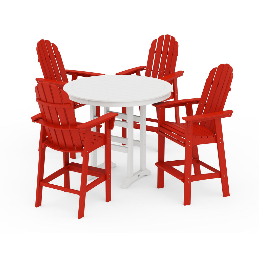 Vineyard Curveback Adirondack 5-Piece Nautical Trestle Bar Set