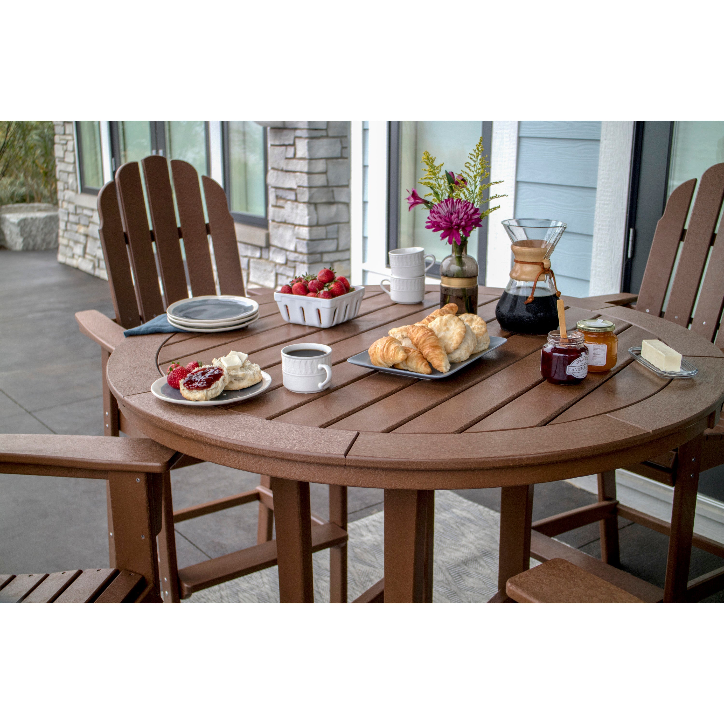 Vineyard Curveback Adirondack 5-Piece Nautical Trestle Bar Set