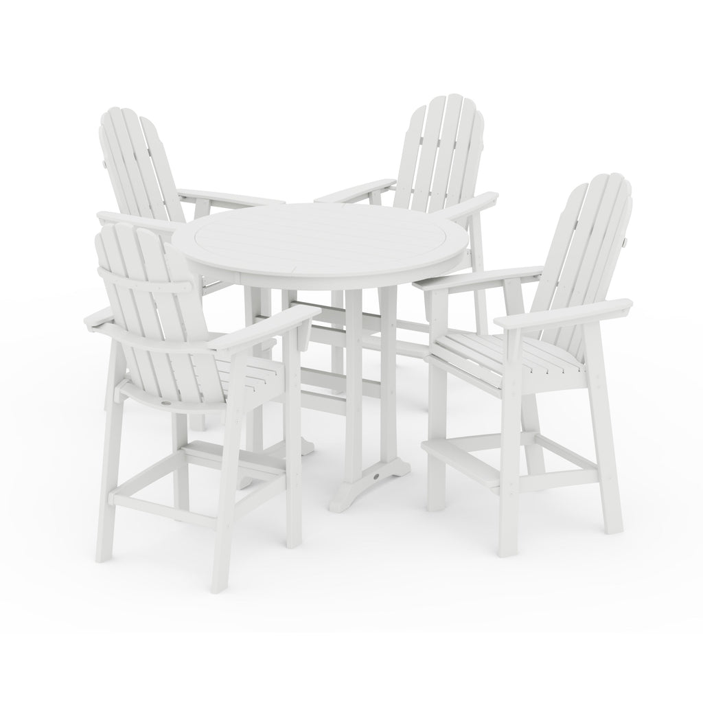 Vineyard Curveback Adirondack 5-Piece Nautical Trestle Bar Set