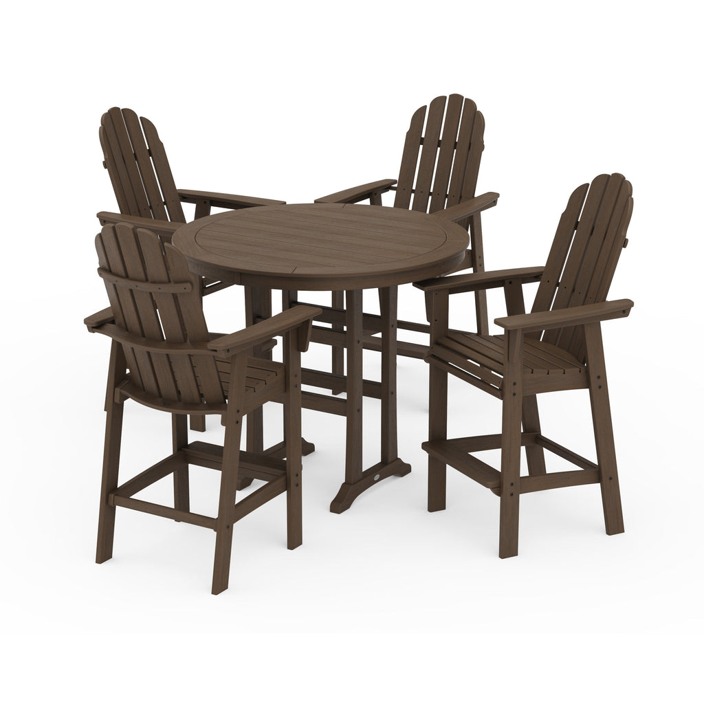 Vineyard Curveback Adirondack 5-Piece Nautical Trestle Bar Set