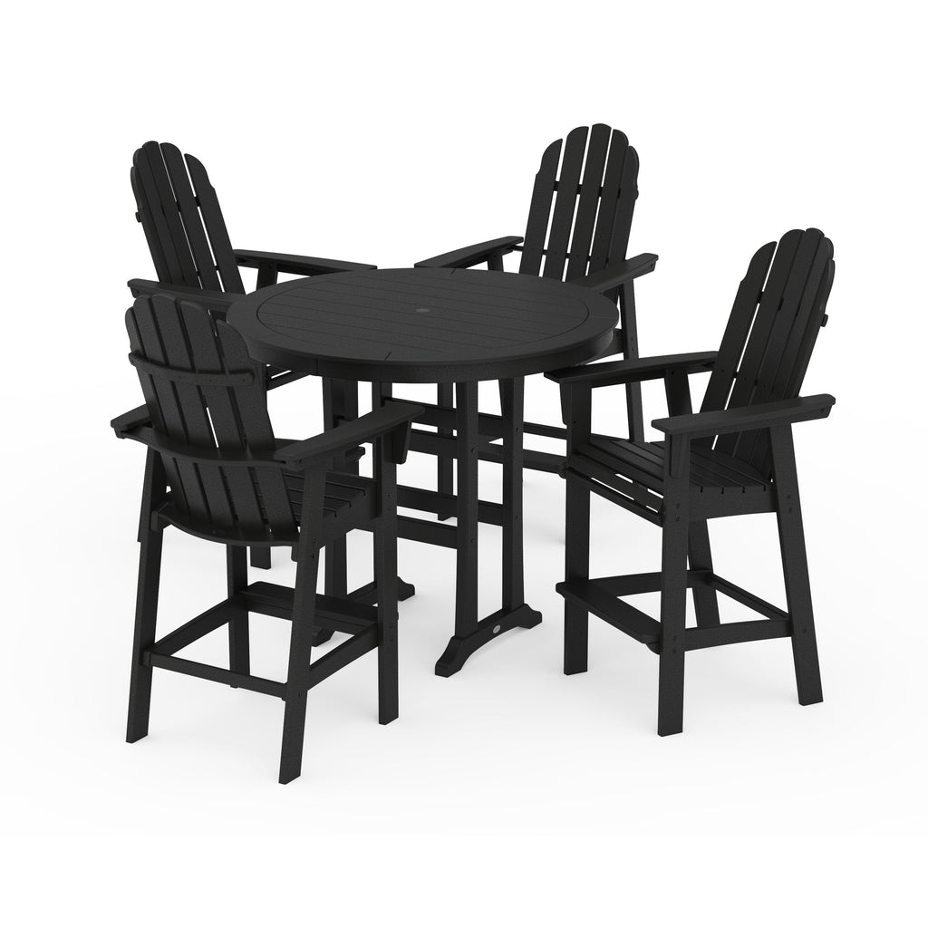Vineyard Curveback Adirondack 5-Piece Nautical Trestle Bar Set