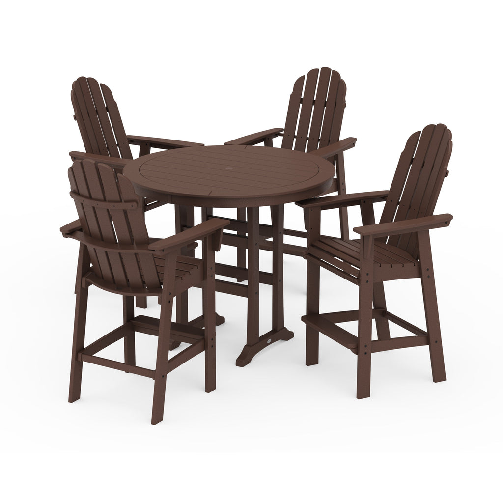 Vineyard Curveback Adirondack 5-Piece Nautical Trestle Bar Set